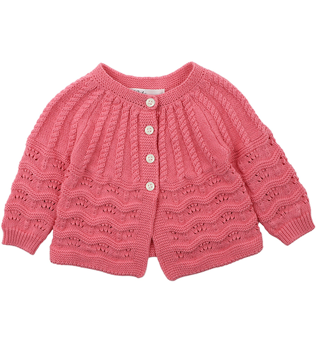 Bebe Pink Marle Cable Baby Cardigan