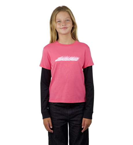 Santa Cruz Flame Strip L/S Tee - Pink/Black