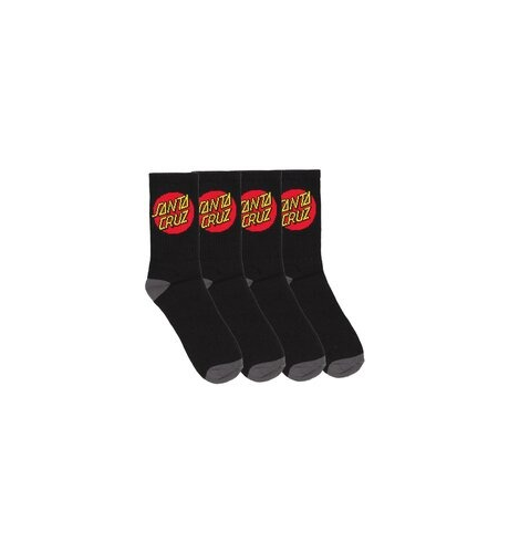 Santa Cruz Classic Dot Crew Sock 4pk (Youth 2-8) - Black