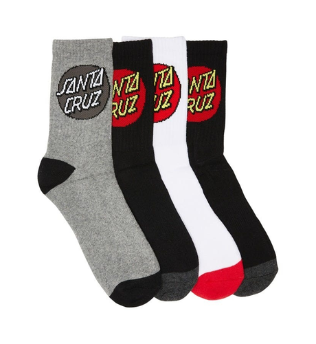 Santa Cruz Classic Dot Crew Sock 4pk (Youth 2-8) - Multi
