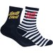 Santa Cruz Flame Strip Crew Sock 2pk (Youth 2-8) - Blk-Blk/Wht Stripe