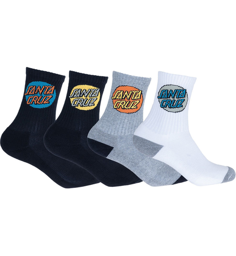 Santa Cruz Other Dot Crew Sock 4pk (Youth 2-8) - Blk/Wht/Gmarle