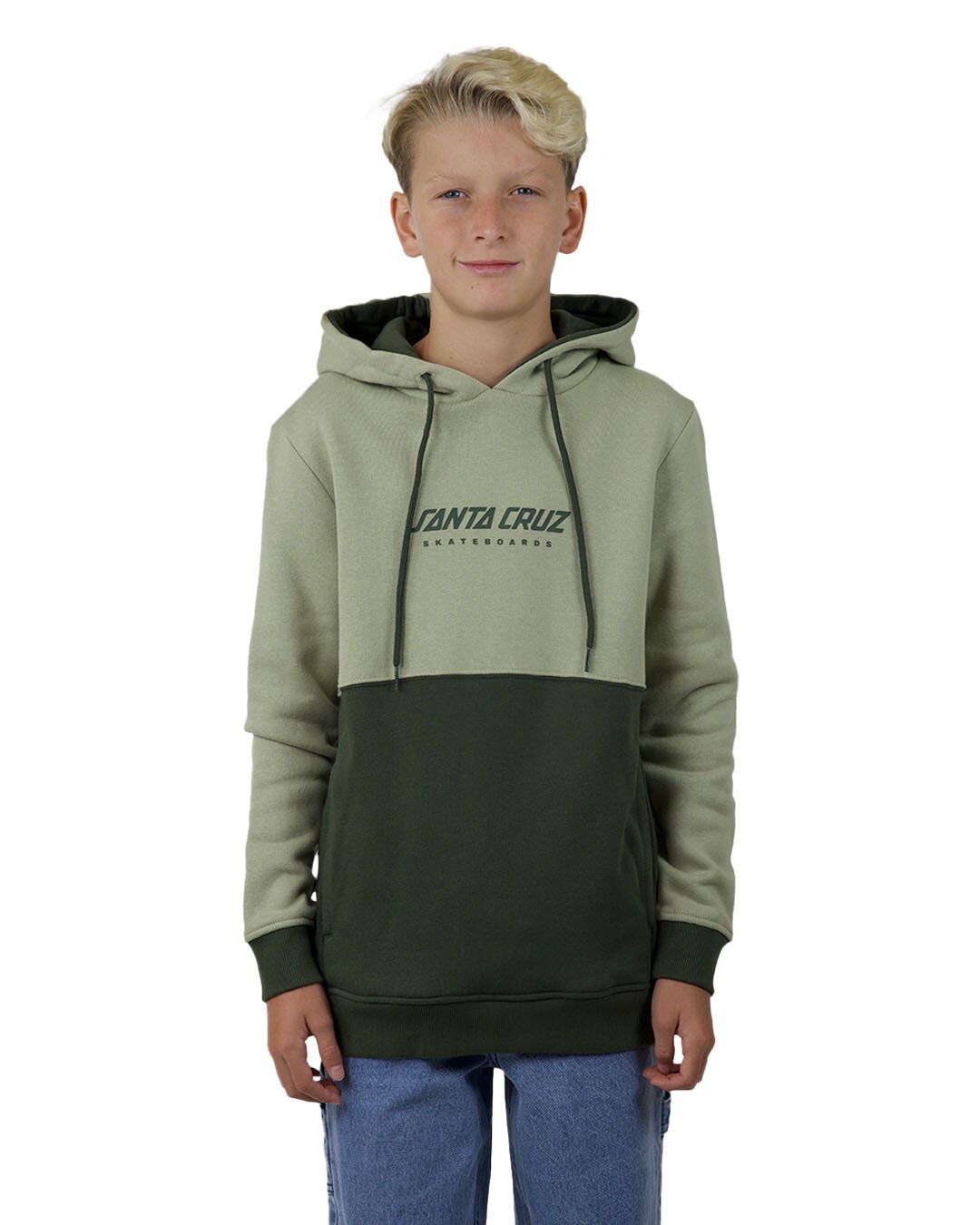 Santa Cruz Solid Strip Front Hoody Light Green CLOTHING BOY Boys Crews Sweats Hoodies Kids Clothing NZ Shop Online Kid Republic W24 Santa Cruz D1
