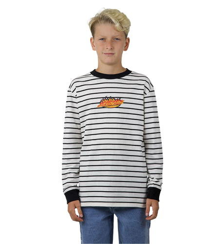 Santa Cruz Ultimate Flame Strip Stripe L/S Tee - Blk/Wht