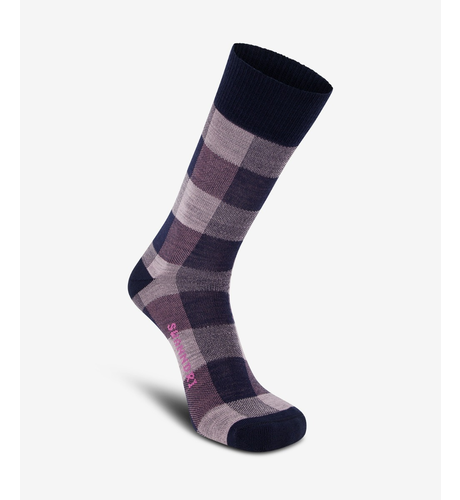 Swanndri Colombo Check Merino Sock - Navy/Pink Check