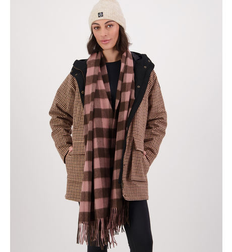 Swanndri Wide Scarf - Rose/Coffee Check