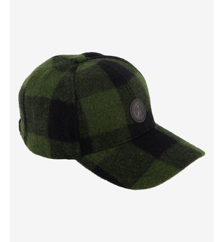 Swanni Wool Check Baseball Cap - Olive/Black Check