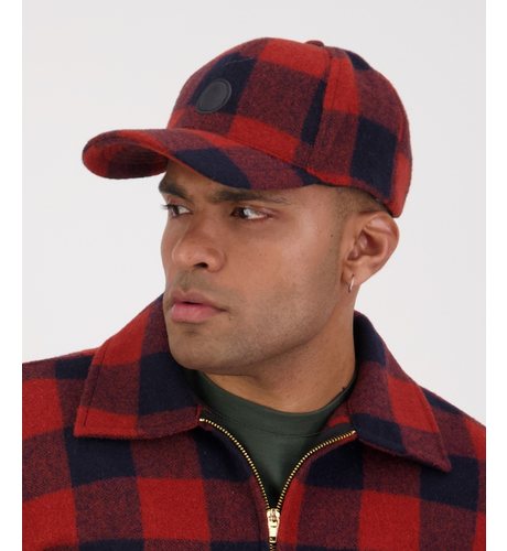 Swanni Wool Check Baseball Cap - Burnt Merlot Check