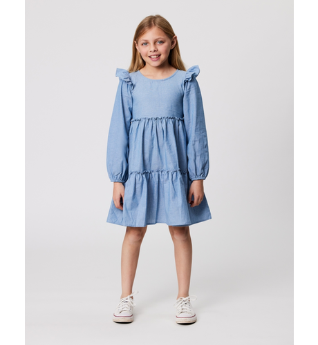 Kissed By Radicool Ruffle Chambray Dress