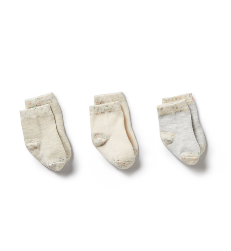 Wilson & Frenchy 3 Pk Baby Socks - Cream/Oatmeal/Grey Cloud