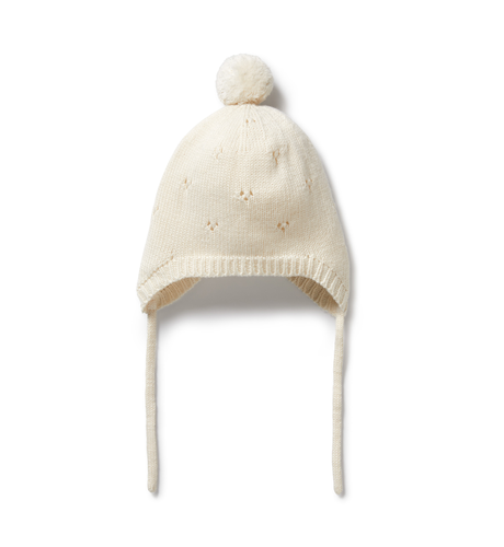 Wilson & Frenchy Ecru Knitted Pointelle Bonnet