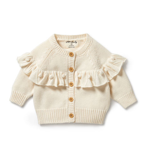 Wilson & Frenchy Ecru Knitted Ruffle Cardigan