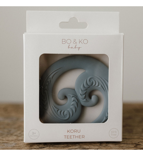 Bo & Ko Koru Teether - Duck Egg Blue