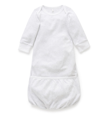 Purebaby Sleepsuit - Pale Grey Melange Stripe