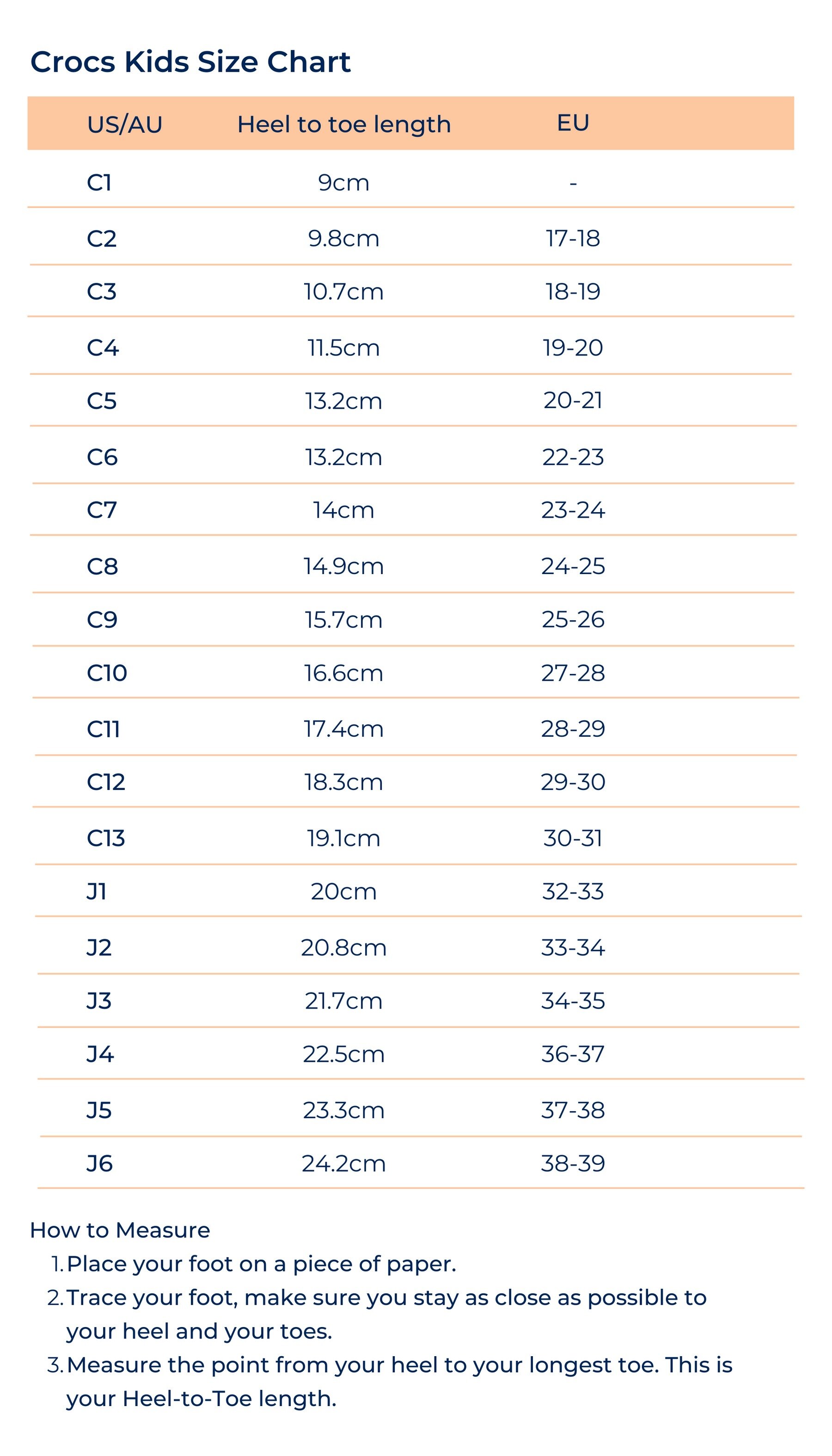 Crocs for toddlers size charts sales