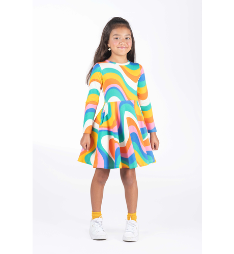 Rock Your Kid Into The Groove L/S Waisted Dress