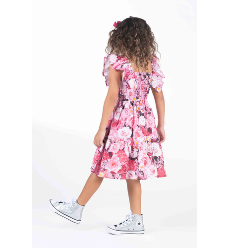 KIDS RELAXED SHIRRED WAIST DRESS 4-10 SHAKESPEARES GARDEN