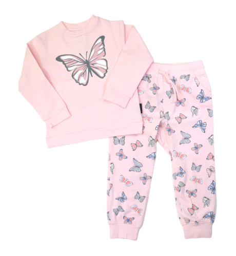 Korango Butterfly Print Pyjamas - Fairytale Pink