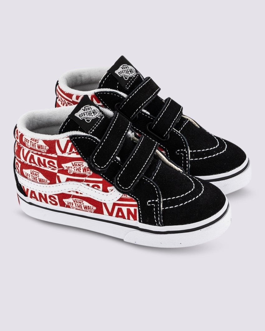 Vans Toddler Sk8-Mid Velcro Logo - Black/Racing Red - SHOP BY