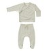 Quincy Mae Wrap Top + Footed Pant Set - Sage Stripe