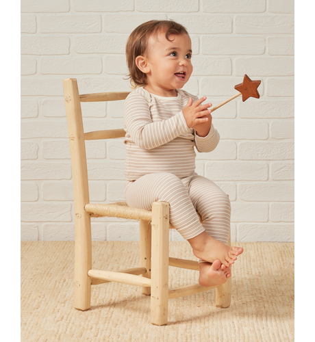Quincy Mae Ribbed Tee + Legging Set - Oat Stripe