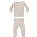 Quincy Mae Ribbed Tee + Legging Set - Oat Stripe
