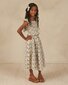 Rylee + Cru Tiered Midi Skirt - Blue Ditsy