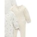 Purebaby 4 Pk L/S Zip Growsuit - Vanilla Wattle Bee