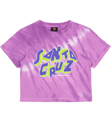 Santa Cruz Scattered Strip Front Crop Tee - Orchid Tie Dye