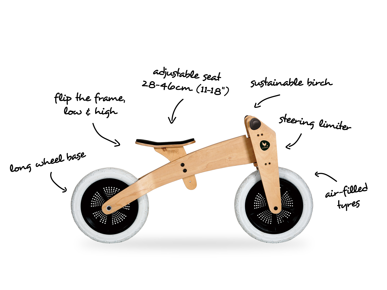 Wishbone 3 in 1 Balance Bike Natural PLAY Outdoor Toys Kids Clothing NZ Shop Online Kid Republic WISHBONE