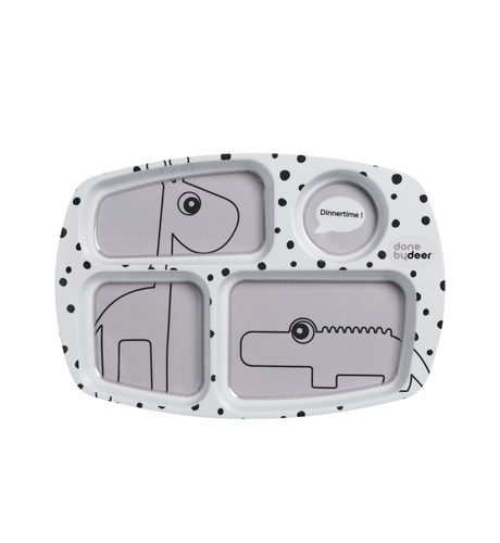 Happy Dots Compartment Plate Grey