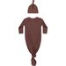 Quincy Mae Knotted Baby Gown + Hat Set - Plum