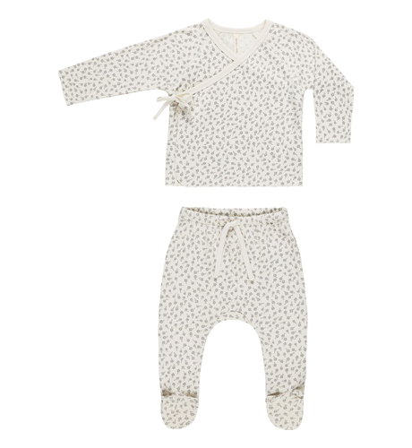 Quincy Mae Wrap Top + Footed Pant Set - Scatter
