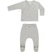 Quincy Mae Wrap Top + Footed Pant Set - Blue Micro Stripe