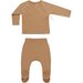 Quincy Mae Wrap Top + Footed Pant Set - Golden