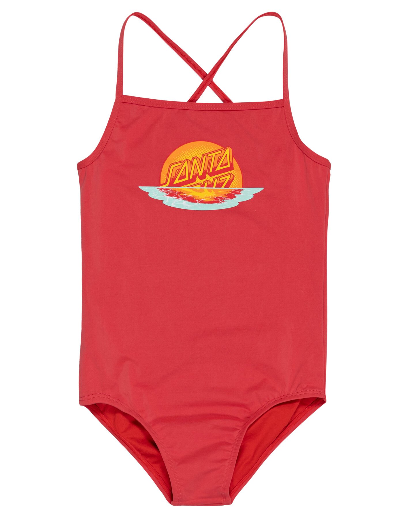 Santa Cruz Sunrise Dot Front Swimsuit Rose CLOTHING GIRL Girls Swimwear Kids Clothing NZ Shop Online Kid Republic S24 25 Santa Cruz D1