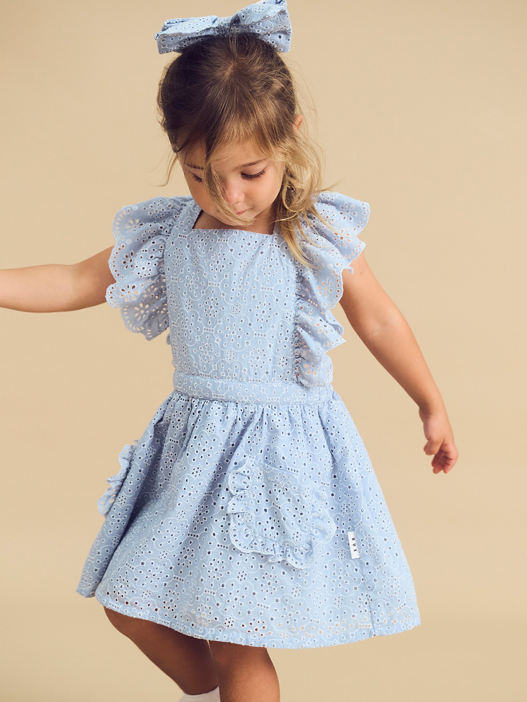 Huxbaby Broderie Ruffle Dress Indigo CLOTHING-GIRL-Girls