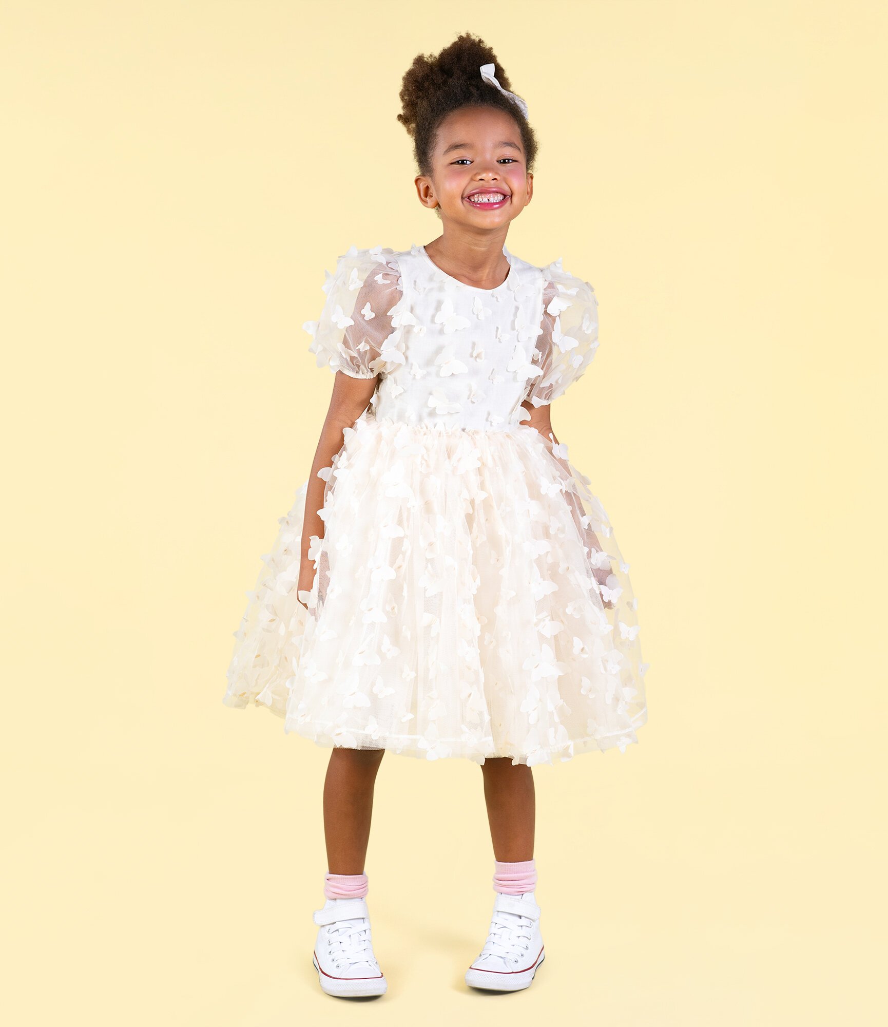Rock Your Kid Cream Butterfly Tulle Party Dress CLOTHING GIRL Girls Dresses Kids Clothing NZ Shop Online Kid Republic S24 25 ROCK YOUR BABY D1
