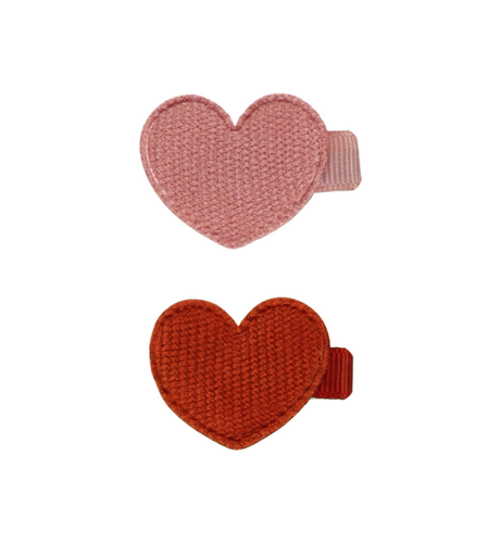 Quincy Mae Heart Hair Clips (2pk) - Red Lipstick