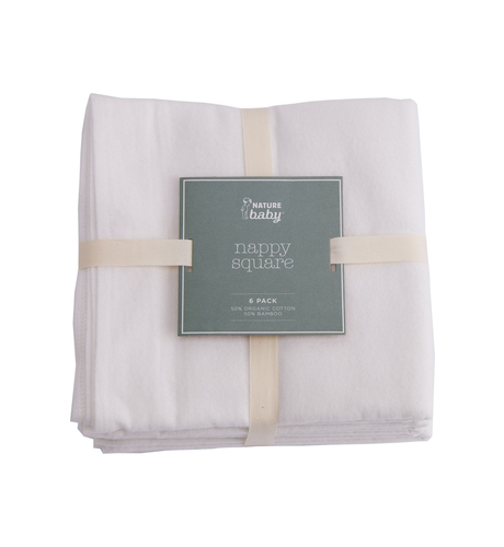 Nature Baby Organic Nappy Square 6Pk - Natural