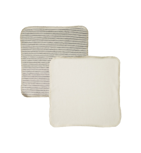 Nature Baby Organic Jersey Face Cloth 10 Pk - Natural/Grey Marl Stripe