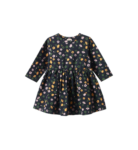 Nature Baby L/S Twirl Dress - Navy Pollyanna Print