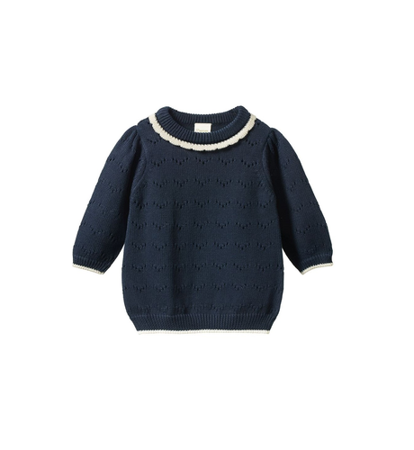 Nature Baby L/S Maeve Tee - Navy Pointelle