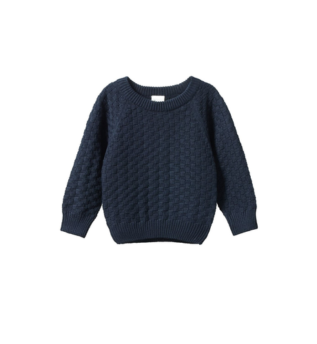 Nature Baby Billy Jumper - Navy Basket Knit