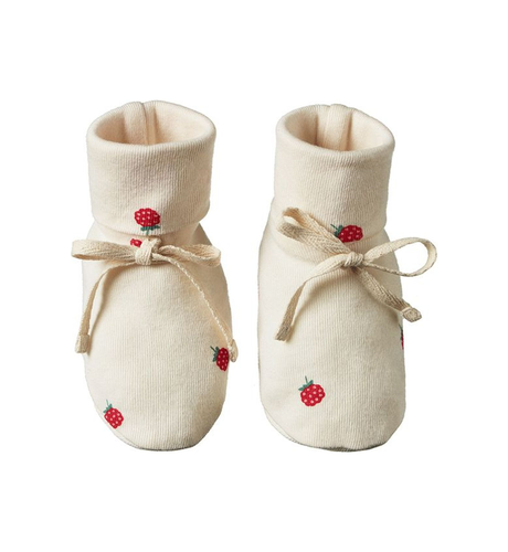 Nature Baby Booties - Raspberry Print