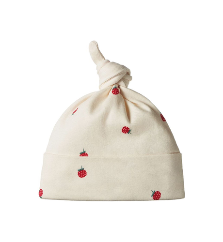 Nature Baby Cotton Knotted Beanie - Raspberry Print