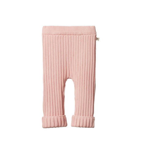 Nature Baby Lou Pants Cotton Knit - Rose Bud