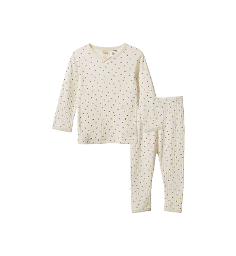 Nature Baby 2Pc L/S Pyjama Set Pointelle - Aster Floral Print