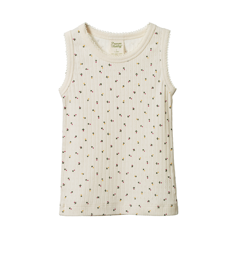 Nature Baby Singlet Pointelle - Aster Floral Print