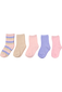 Korango Ribbed Socks 5 pk - Block & Pink Stripe